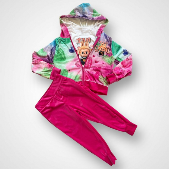 Dievčenská 3-dielna súprava tričko, mikina a tepláky