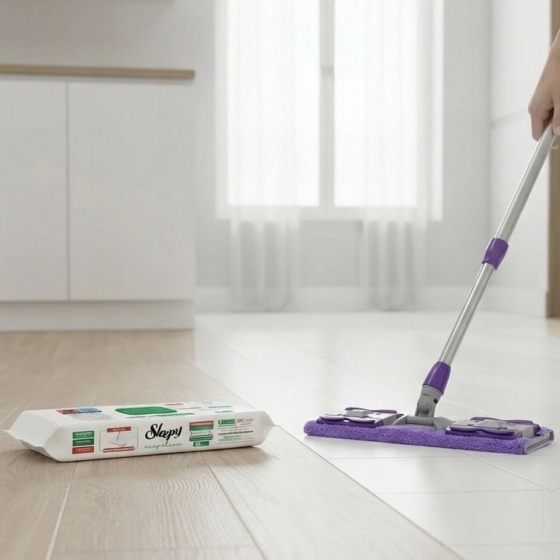 Plochý mop s nastaviteľnou tyčou