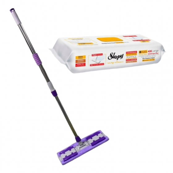 Sleepy plochý mop na podlahy + vlhčené utierky Easy Clean 4XL 50 ks – eukalyptus (Herbal Soap)