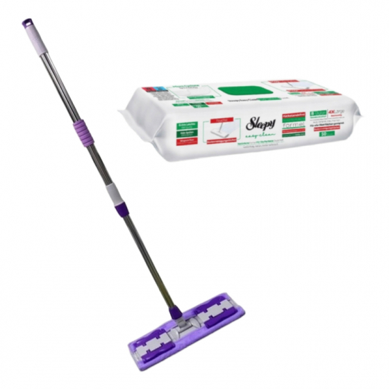 Sleepy plochý mop na podlahy + vlhčené utierky Easy Clean 4XL 50 ks – biele mydlo (White Soap)
